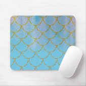 Blauer und goldener Iridescent Shimmer Meerjungfra Mousepad (Mit Mouse)