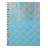 Blauer und goldener Iridescent Shimmer Meerjungfra Notizblock (Vorderseite)