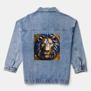 Blauer und goldener Löwenkopf, Jeansjacke
