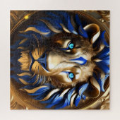 Blauer und goldener Löwenkopf, Puzzle (Horizontal)