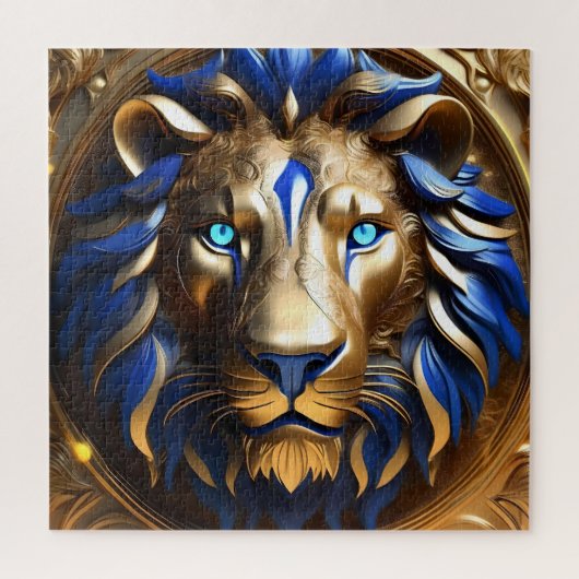 Blauer und goldener Löwenkopf, Puzzle (Vertikal)