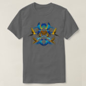 Blauer und goldener Macaws mit schwarzem Hintergru T-Shirt (Design vorne)