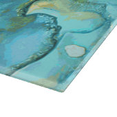 Blauer und goldener Marmor Schneidebrett (Ecke)