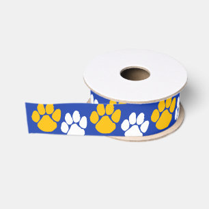 Blauer und goldener Pawprint Ripsband