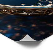 Blauer und goldener Rahmen Bibelverse schimmern Poster (Ecke)