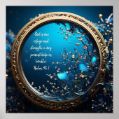 Blauer und goldener Rahmen Bibelverse schimmern Poster (Vorne)