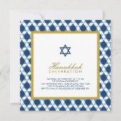 Blauer und goldener Stern von David Hanukkah Holid Einladung (Vorderseite)