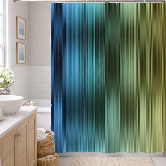 Blauer und goldener Streifen Duschvorhang