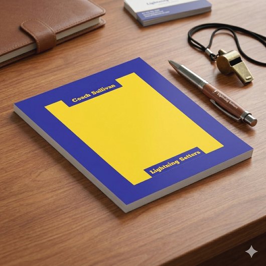 Blauer und goldener Trainer Notizblock