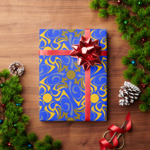 Blauer und goldener Vektor Nahtloses Muster Geschenkpapier