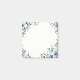 Blauer und goldener Wasserfarben-Blumenrahmen Post-it Klebezettel