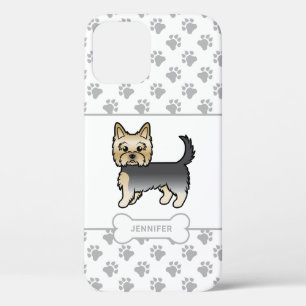 Blauer und goldener Yorkie mit Pfoten, Hundeknoche Case-Mate iPhone Hülle