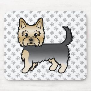 Blauer und goldener Yorkshire Terrier Cartoon Hund Mousepad