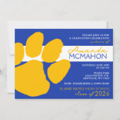 Blauer und goldfarbener Pawprint (Foto Back) Einladung (Vorderseite)