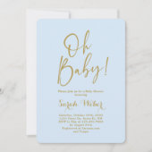 Blauer und goldfarbener, schlichter, eleganter Bab Einladung (Vorderseite)