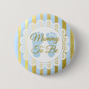Blauer und goldgestreifter Mommy zum Button