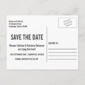 Blauer und grauer Banner Moderne Save the Date Pos Ankündigungspostkarte (Rückseite)