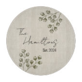 Blauer und grauer Blütenschneider im Neujahr Schneidebrett (Vorderseite)