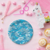 Blauer und grauer Camouflage-Entwurf Pappteller (Party)