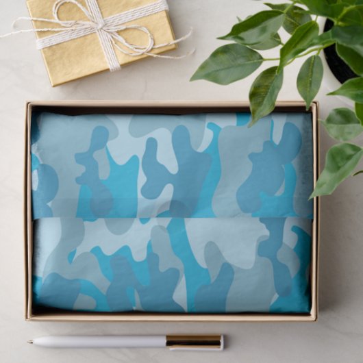 Blauer und grauer Camouflage-Entwurf Seidenpapier (Geschenk)