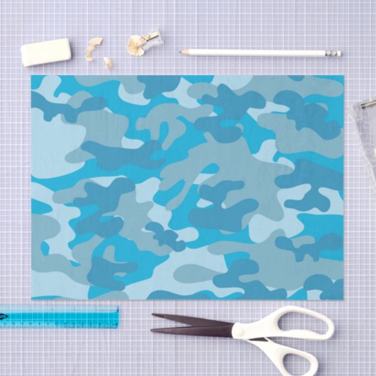 Blauer und grauer Camouflage-Entwurf Seidenpapier (Handwerk)