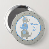 Blauer und grauer Elefant-personalisierte Mama zum Button (Vorne & Hinten)