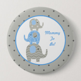 Blauer und grauer Elefant-personalisierte Mama zum Button