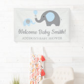 Blauer und grauer Elephant Baby Shower Banner Post (Insitu)