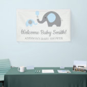 Blauer und grauer Elephant Baby Shower Banner Post (Messeveranstaltung)