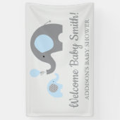 Blauer und grauer Elephant Baby Shower Banner Post (Vertikal)