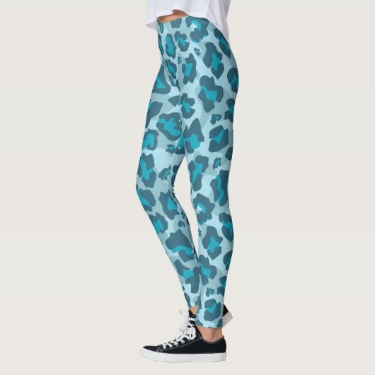 Blauer und grauer Leopardenprint Leggings (Links)