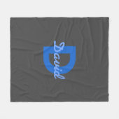 Blauer und grauer Name und Monogramm Fleecedecke (Vorderseite (Horizontal))