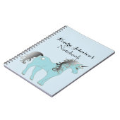 Blauer und grauer Pastellunicorn | personalisiert Notizblock (Linke Seite)