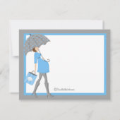 Blauer und grauer Shopper Kinderdusche Einladung (Rückseite)