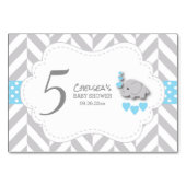 Blauer und grauer Zickzack Elefant - HZ-Tafelkarte Tischnummer (Rückseite)