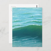 Blauer und grüne Waves zeichnen Print Postkarte (Vorne/Hinten)