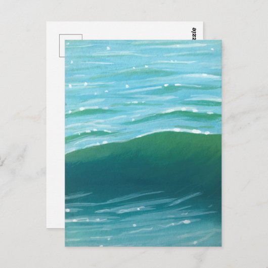 Blauer und grüne Waves zeichnen Print Postkarte (Vorne/Hinten)