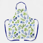Blauer und grüner Blumendruck - All-over-Print-Sch Schürze (Vorderseite)