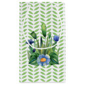 Blauer und grüner Blumengarten Kleine Geschenktüte (Rückseite)