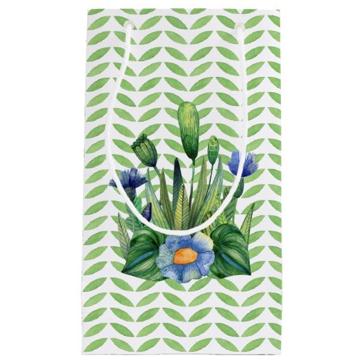 Blauer und grüner Blumengarten Kleine Geschenktüte (Vorderseite)