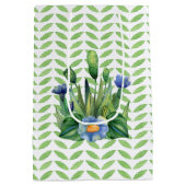 Blauer und grüner Blumengarten Mittlere Geschenktüte (Rückseite)