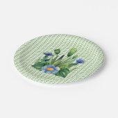 Blauer und grüner Blumengarten Pappteller (Schrägansicht)