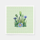 Blauer und grüner Blumengarten Serviette (Vorderseite)