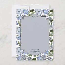 Blauer und grüner Blütenblock Print Boy Birthday Dankeskarte