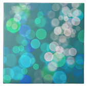 Blauer und grüner Bokeh-Kreis Fliese (Vorderseite)