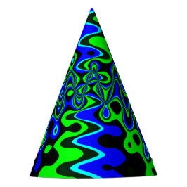 Blauer und grüner bunter psychedelischer Partyhut