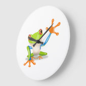 Blauer und grüner Cartoon-Frosch Große Wanduhr (Winkel)