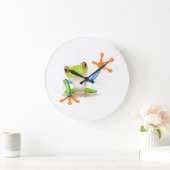 Blauer und grüner Cartoon-Frosch Große Wanduhr (Zuhause)