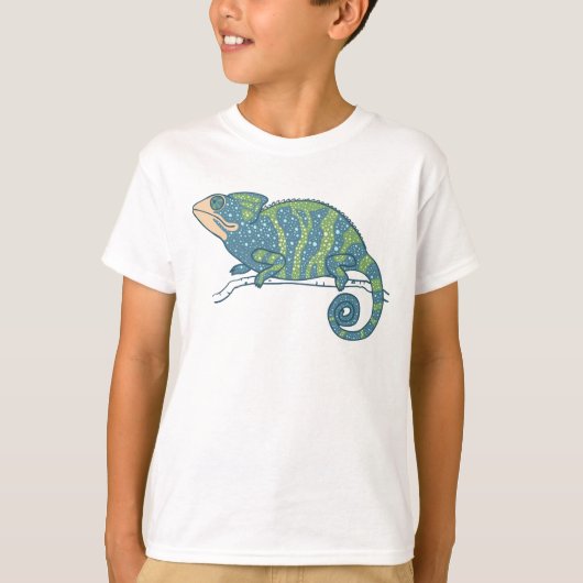 Blauer und grüner Chamäleon T-Shirt (Vorderseite)