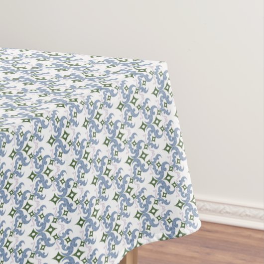 blauer und grüner Damast-Ornament-Pointillismus Tischdecke (Beispiel)
